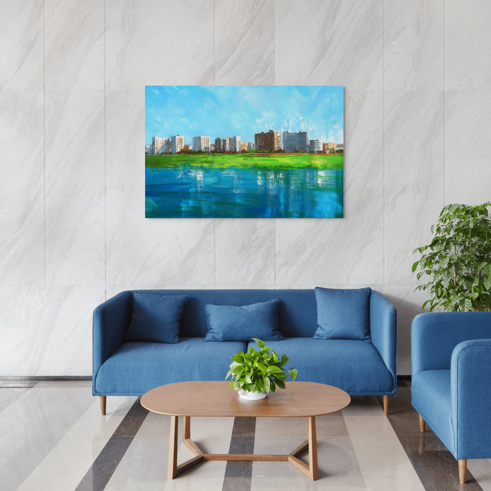 D0170-city-by-the-shore-hand-painted-wall-art-living-room-image