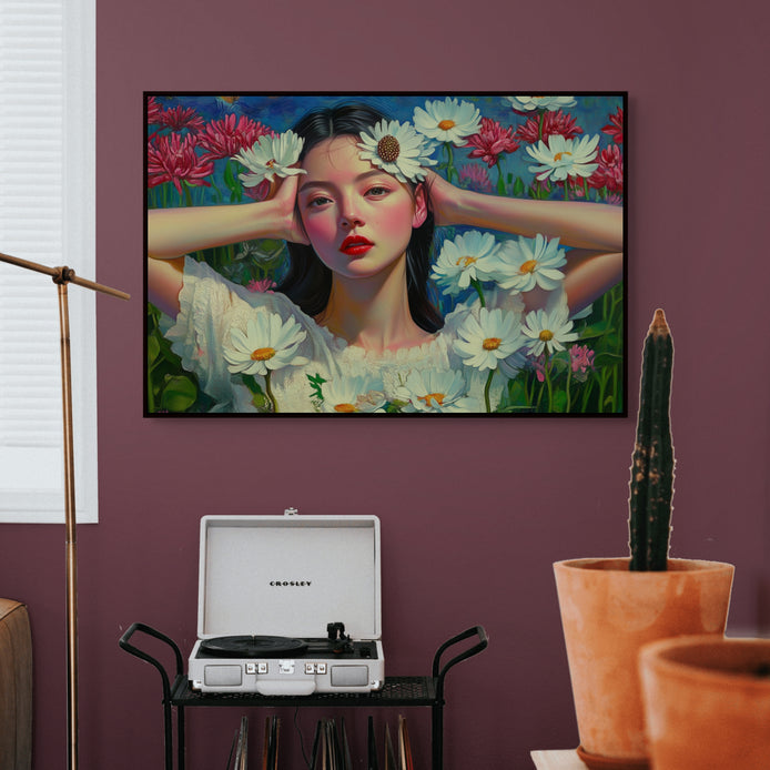 D0191-daisy-hand-painted-wall-art-lounge-room-image-room-f-black