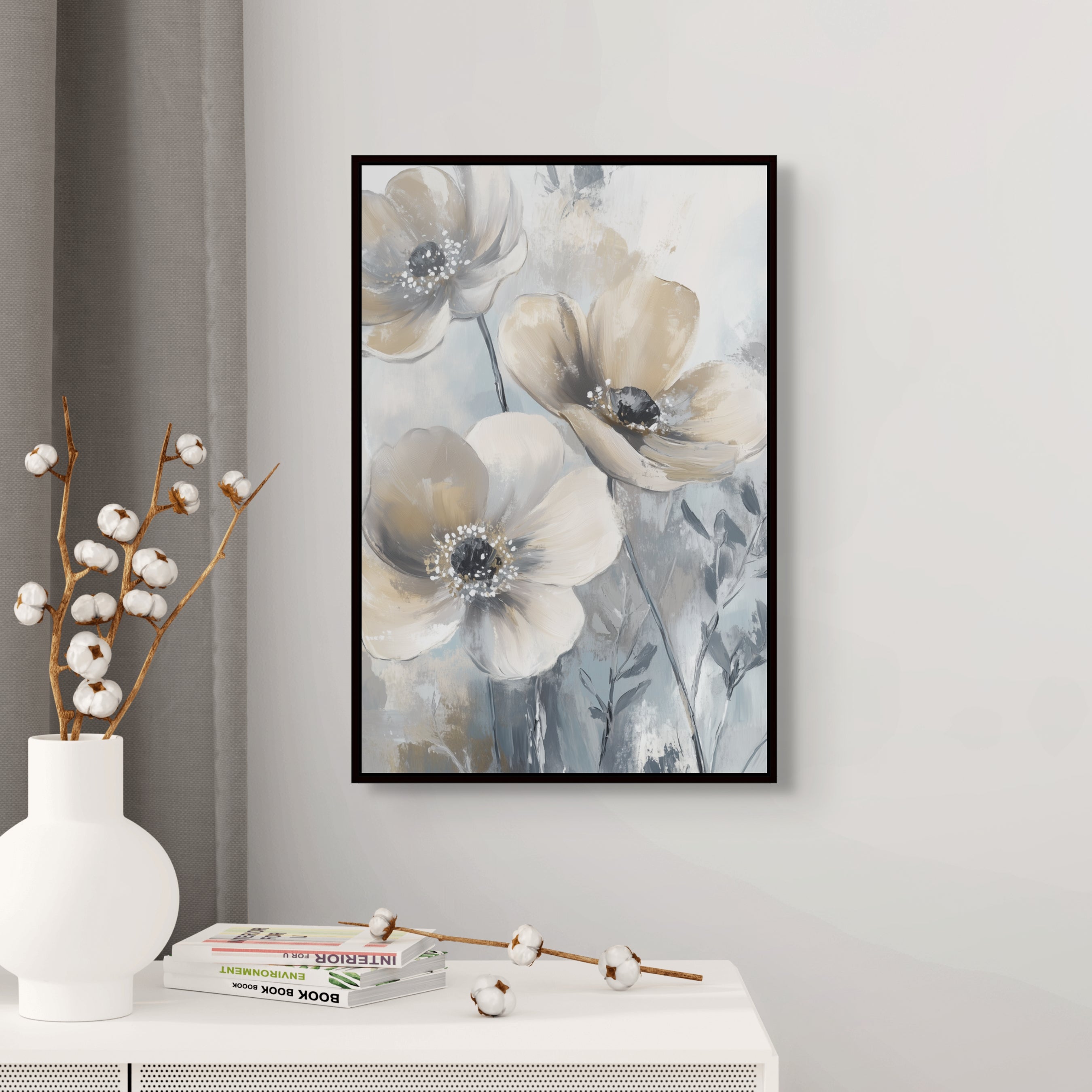 D0279-sweet-silver-scent-hand-painted-wall-art-hallway-room-image-office-room-image-room-f-black