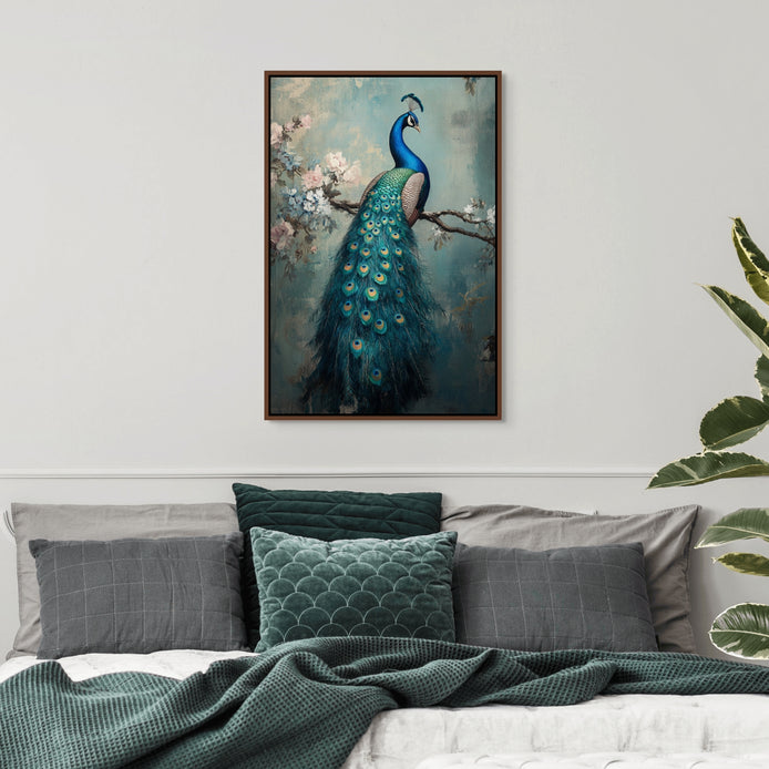 D0280-a-bird-among-feathers-hand-painted-wall-art-bed-room-image-room-f-walnut