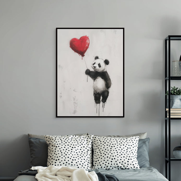 D0299-balloon-panda-hand-painted-wall-art-bed-room-image-room-f-black
