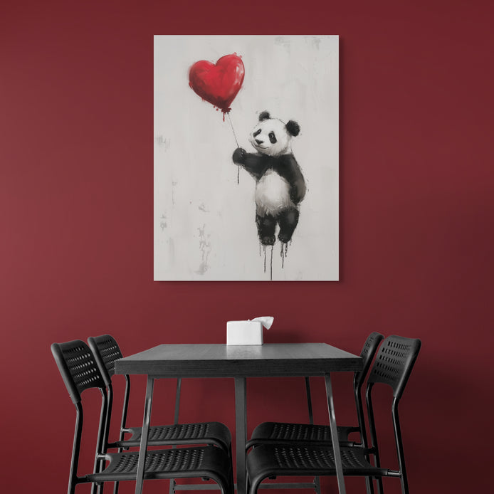 D0299-balloon-panda-hand-painted-wall-art-dining-room-image-room-f-wrapped