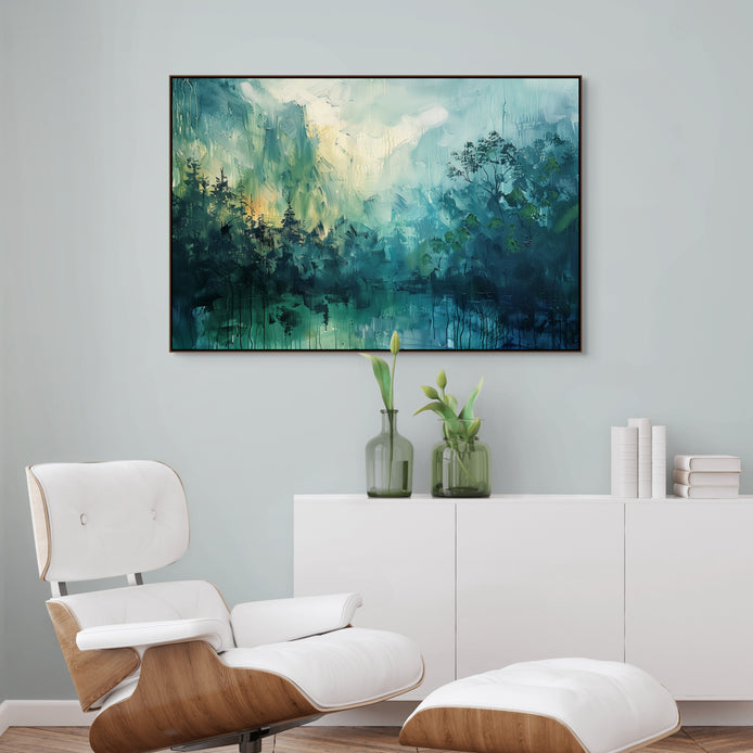 D0339-blue-forest-fog-hand-painted-wall-art-office-room-image-room-f-walnut