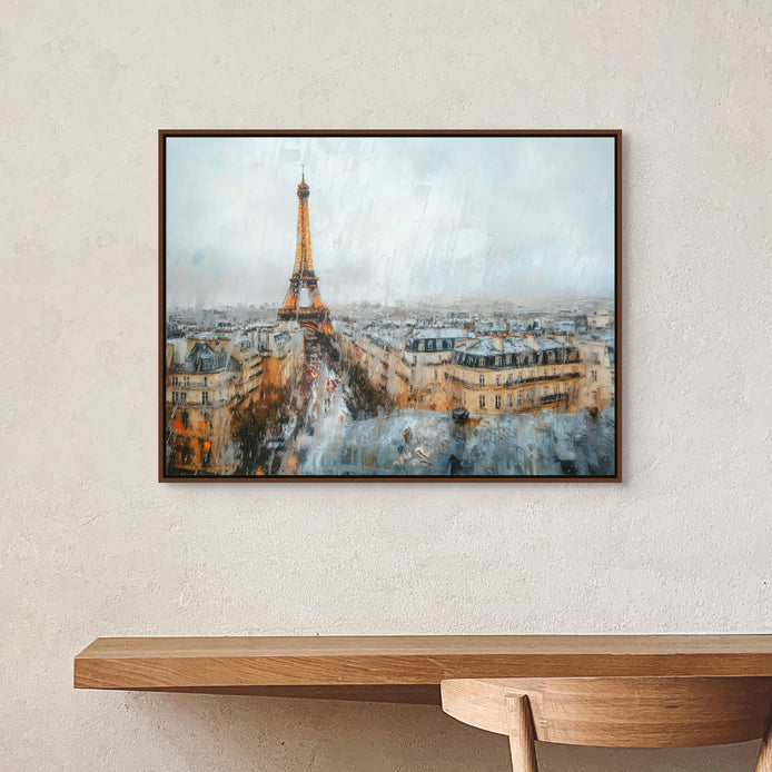 D0367-parisian-rain-hand-painted-wall-art-office-room-image-room-f-walnut