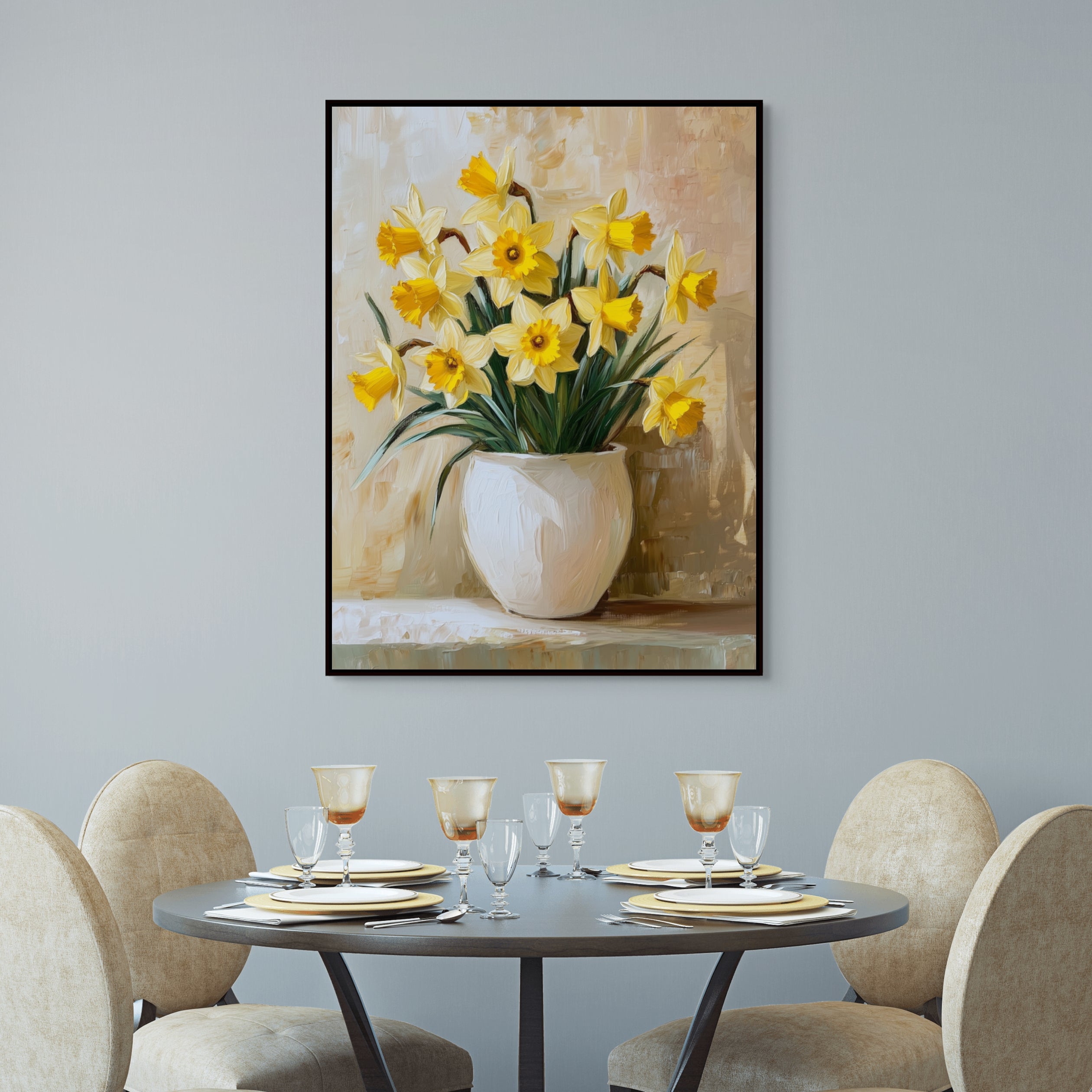 D0402-golden-morning-daffodils-hand-painted-wall-art-dining-room-image-room-f-black