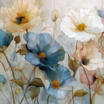 Flowers hand-painted wall art collection 