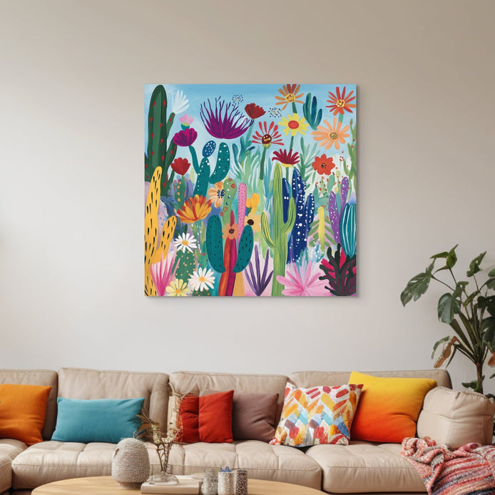 D0001-desert-flower-garden-hand-painted-wall-art-living-room-image