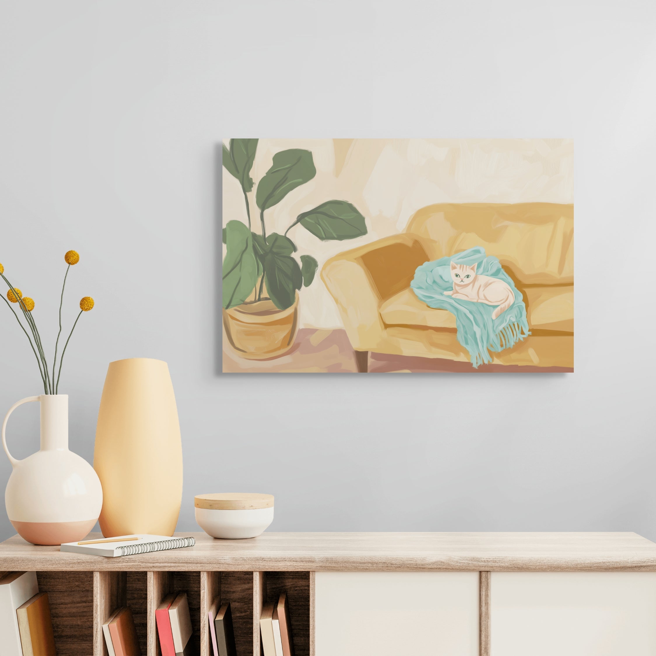 D0019-sunday-morning-hand-painted-wall-art-hallway-room-image
