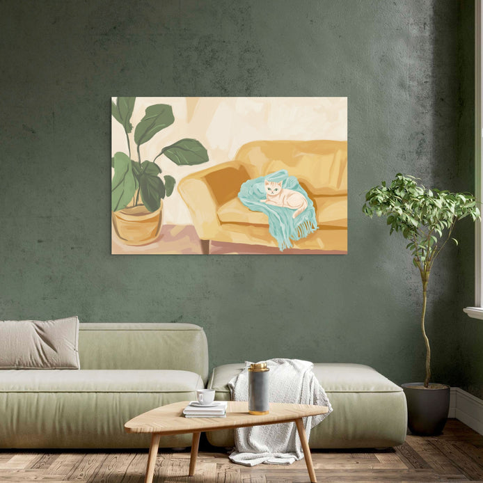 D0019-sunday-morning-hand-painted-wall-art-living-room-image