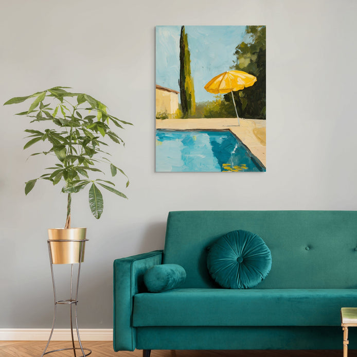 D0057-pool-day-hand-painted-wall-art-living-room-image
