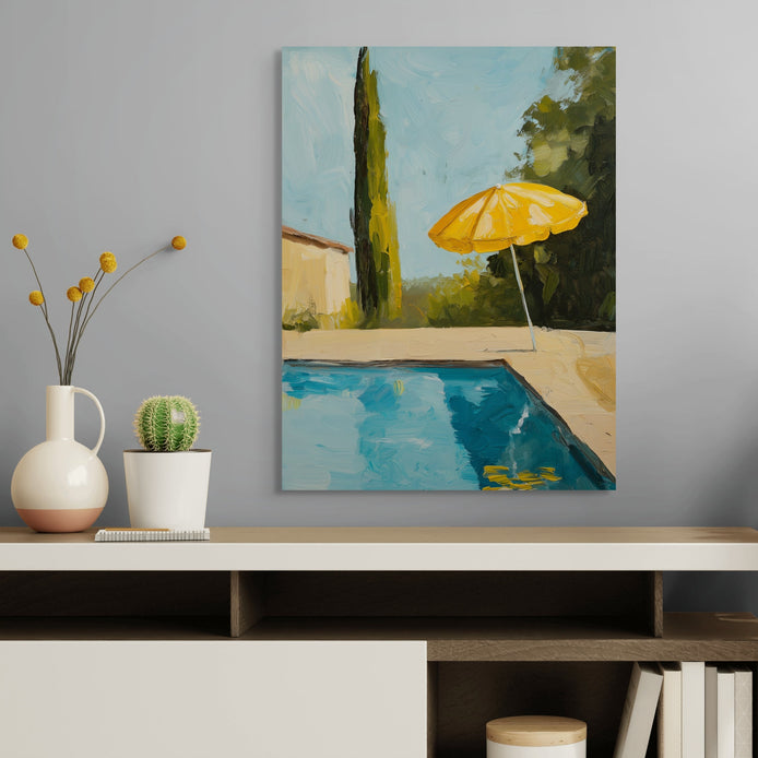 D0057-pool-day-hand-painted-wall-art-office-room-image