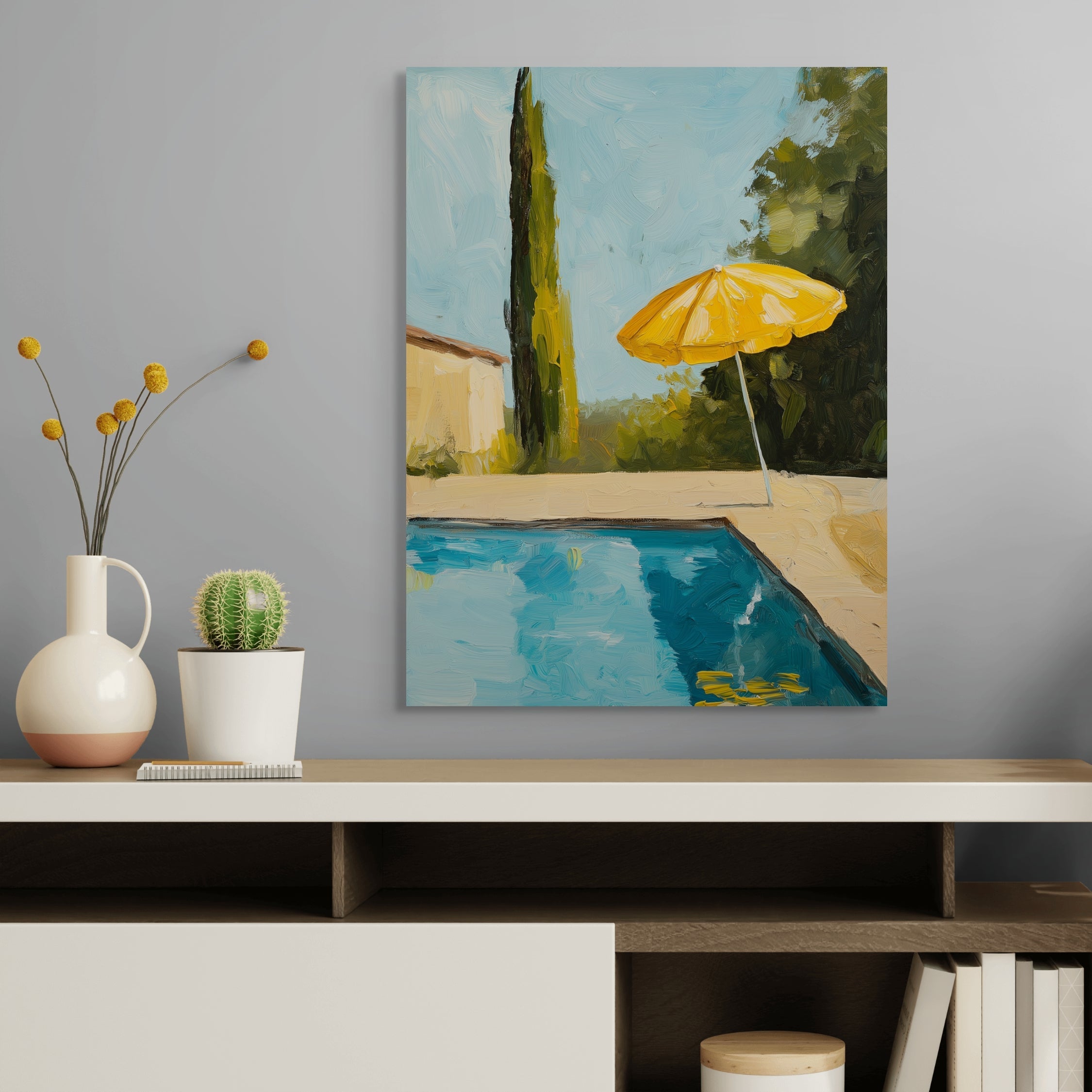 D0057-pool-day-hand-painted-wall-art-office-room-image