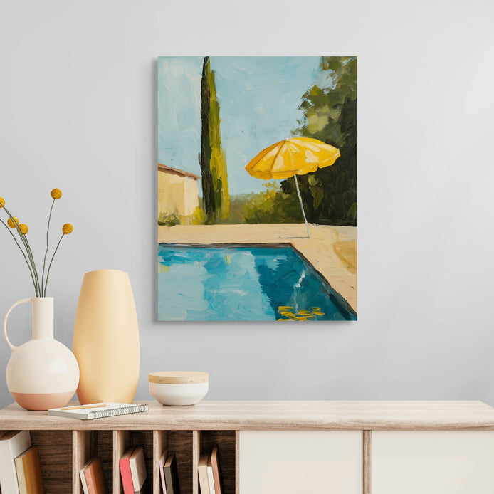 D0057-pool-day-hand-painted-wall-art-hallway-room-image