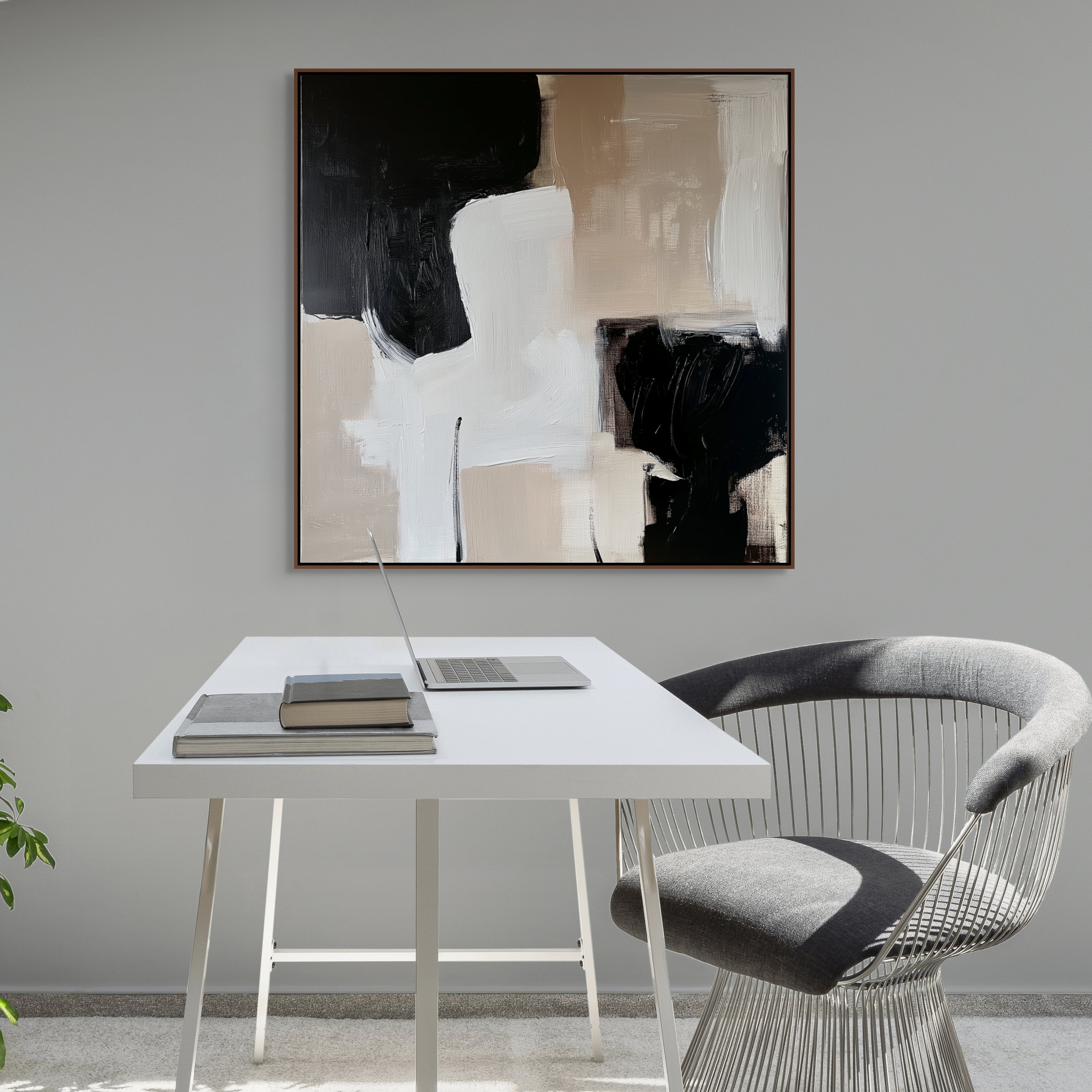 D0076-surrender-hand-painted-wall-art-office-room-image-room-f-walnut