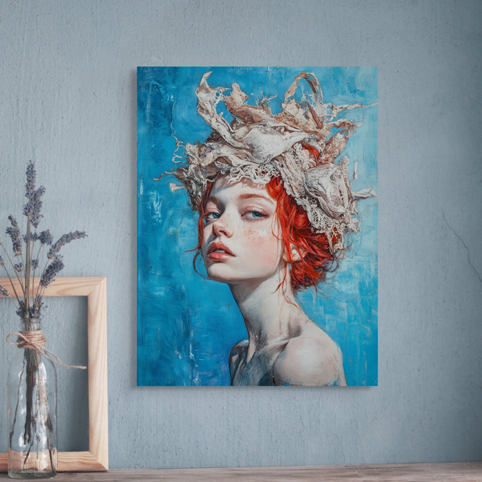 D0083-feeling-blue-hand-painted-wall-art-hallway-room-image