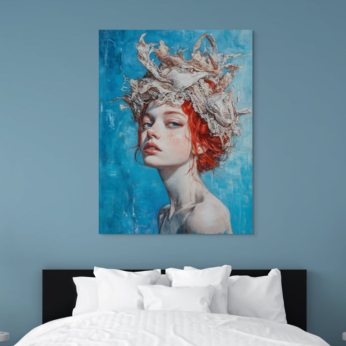 D0083-feeling-blue-hand-painted-wall-art-bed-room-image