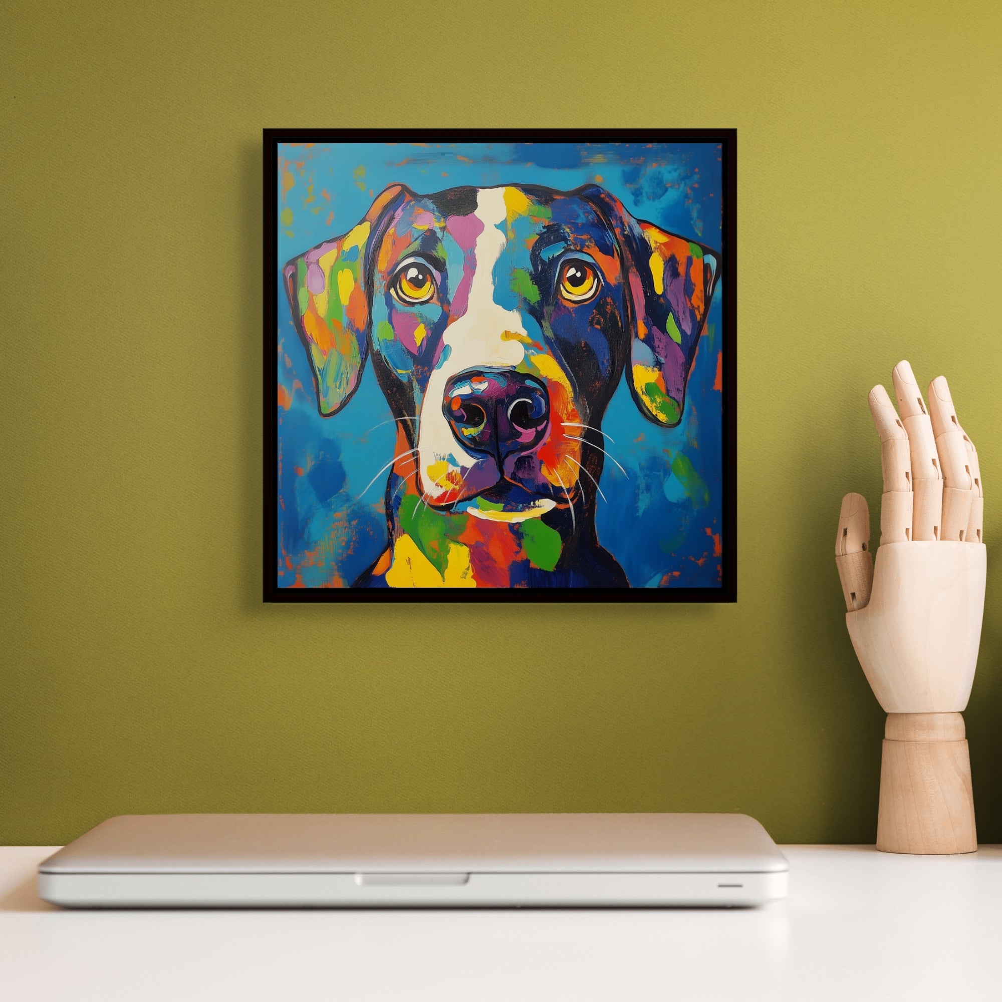 D0112-kaleidoscope-hound-hand-painted-wall-art-office-room-image