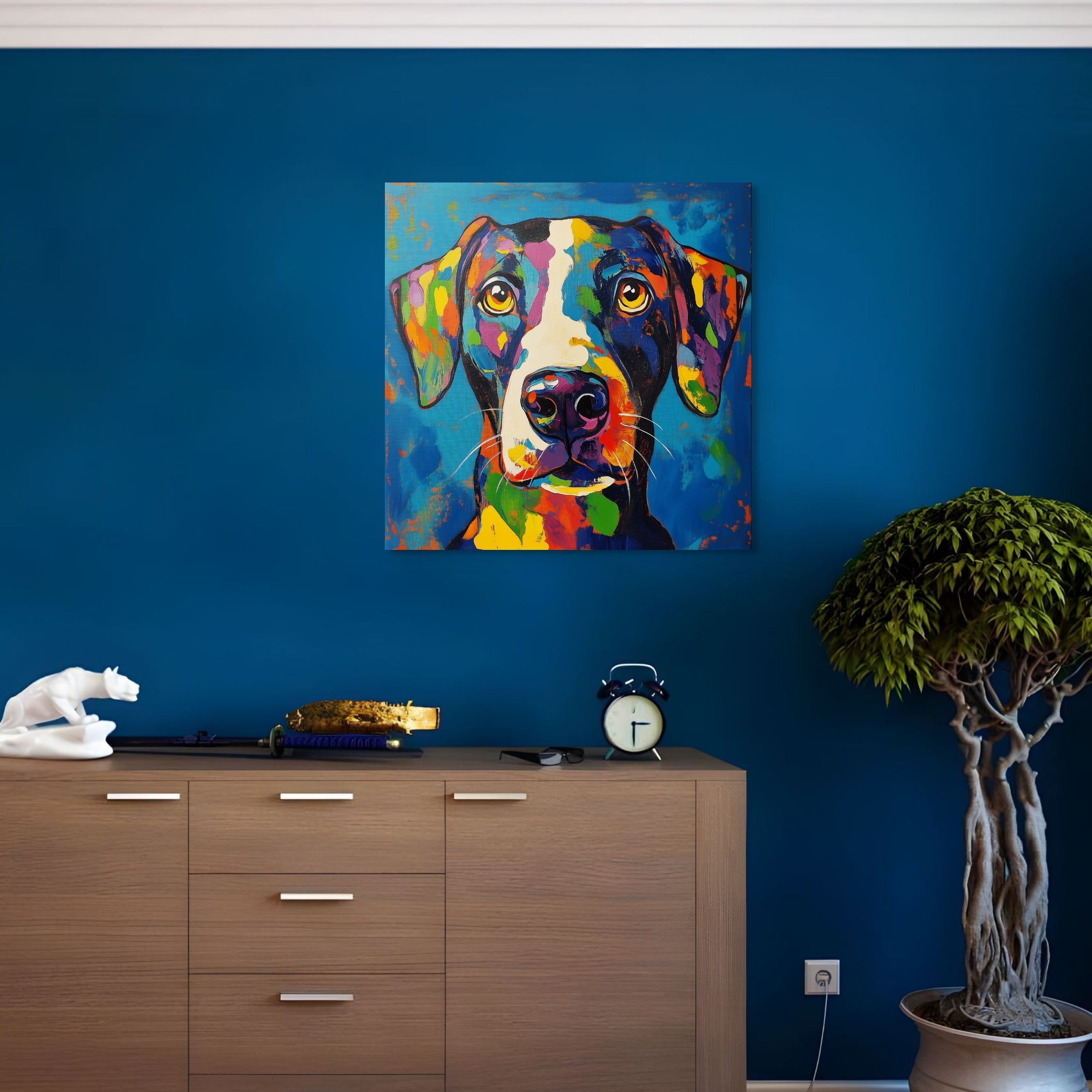 D0112-kaleidoscope-hound-hand-painted-wall-art-hallway-room-image