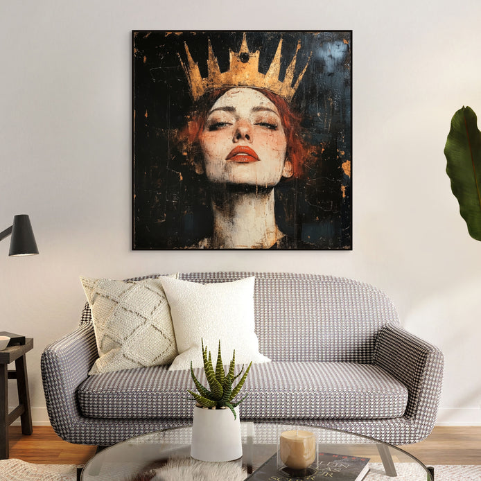 D0113-crowned-resilience-hand-painted-wall-art-living-room-image-room-f-black