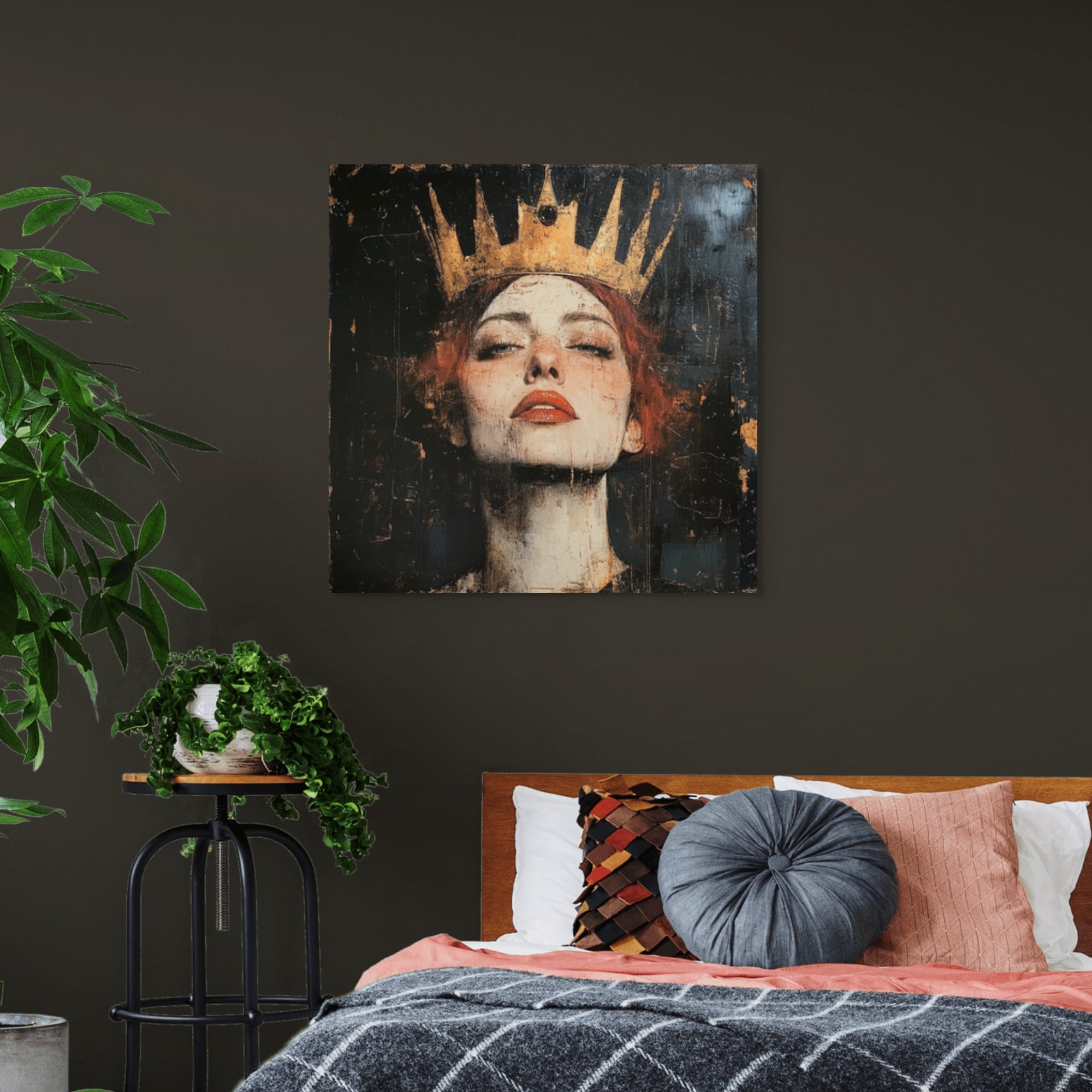D0113-crowned-resilience-hand-painted-wall-art-bed-room-image