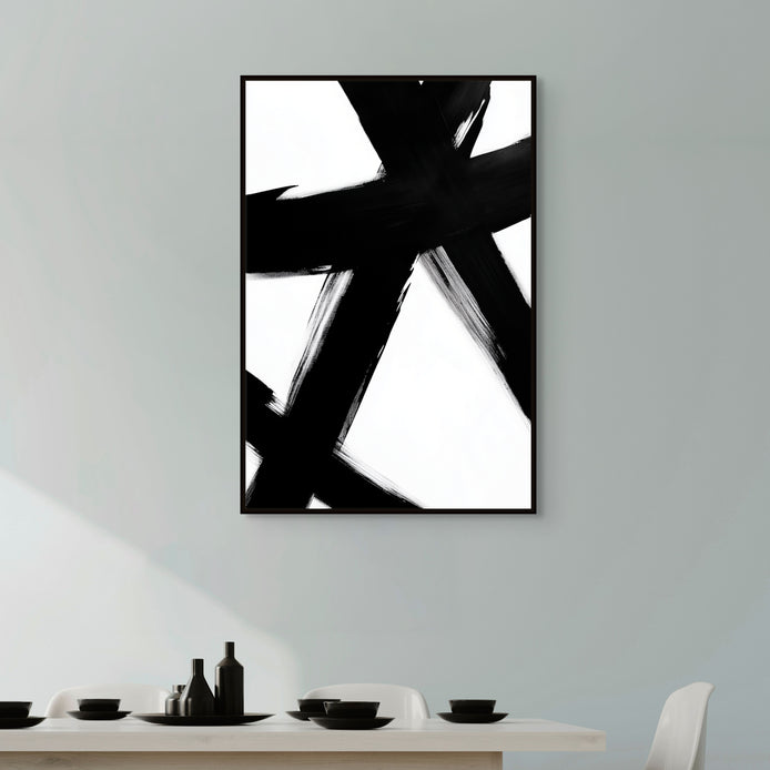 D0118-monochrome-intersection-hand-painted-wall-art-dining-room-image