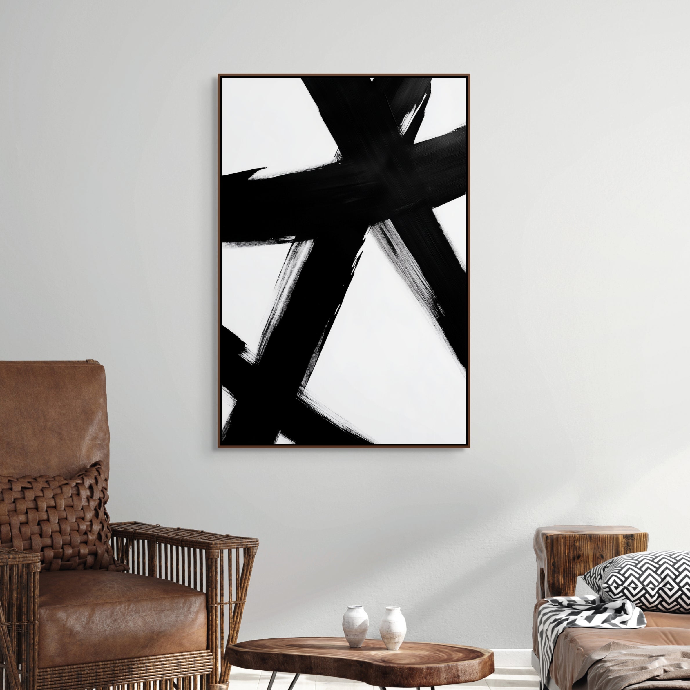 D0118-monochrome-intersection-hand-painted-wall-art-lounge-room-image-room-f-walnut