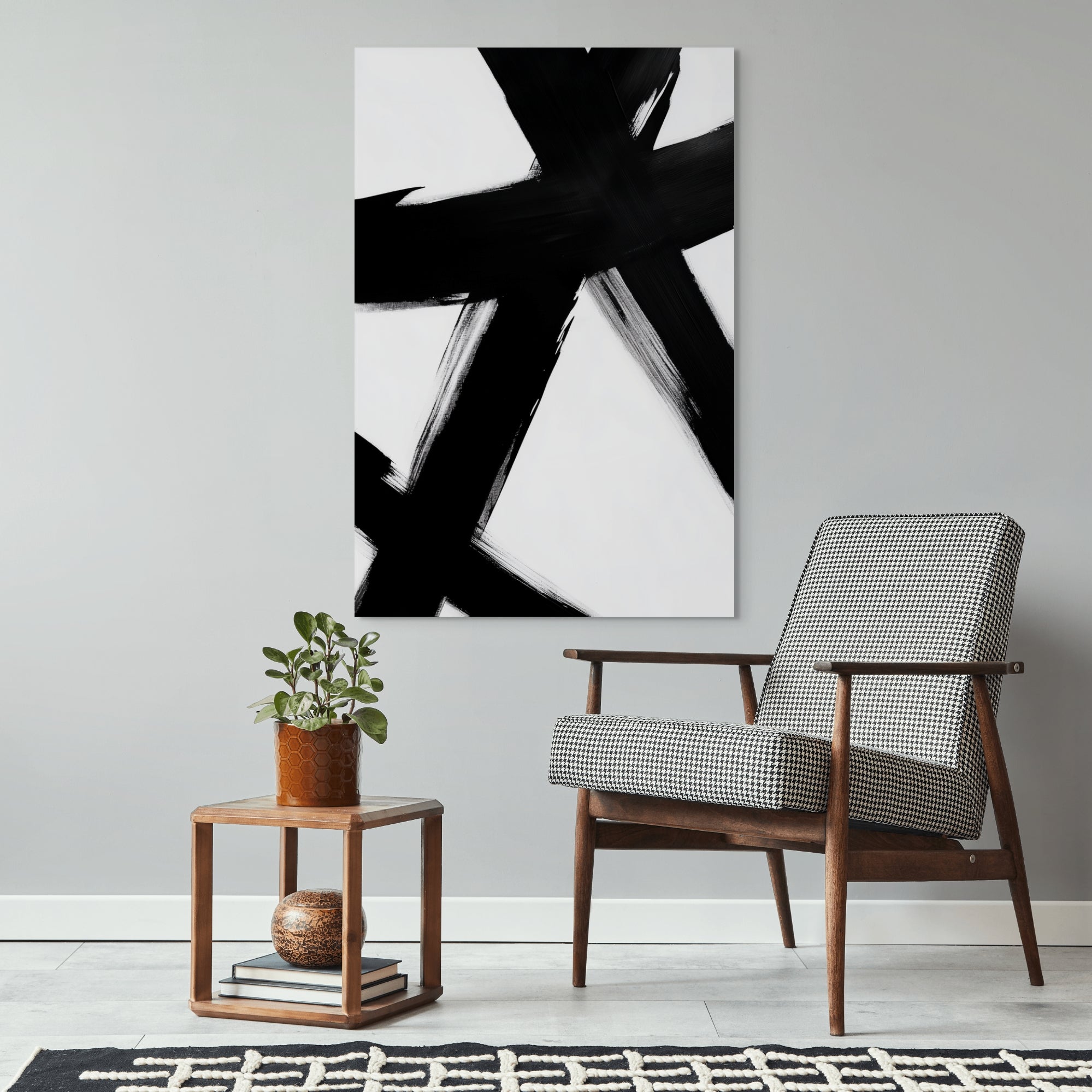 D0118-monochrome-intersection-hand-painted-wall-art-living-room-image-room-f-wrapped