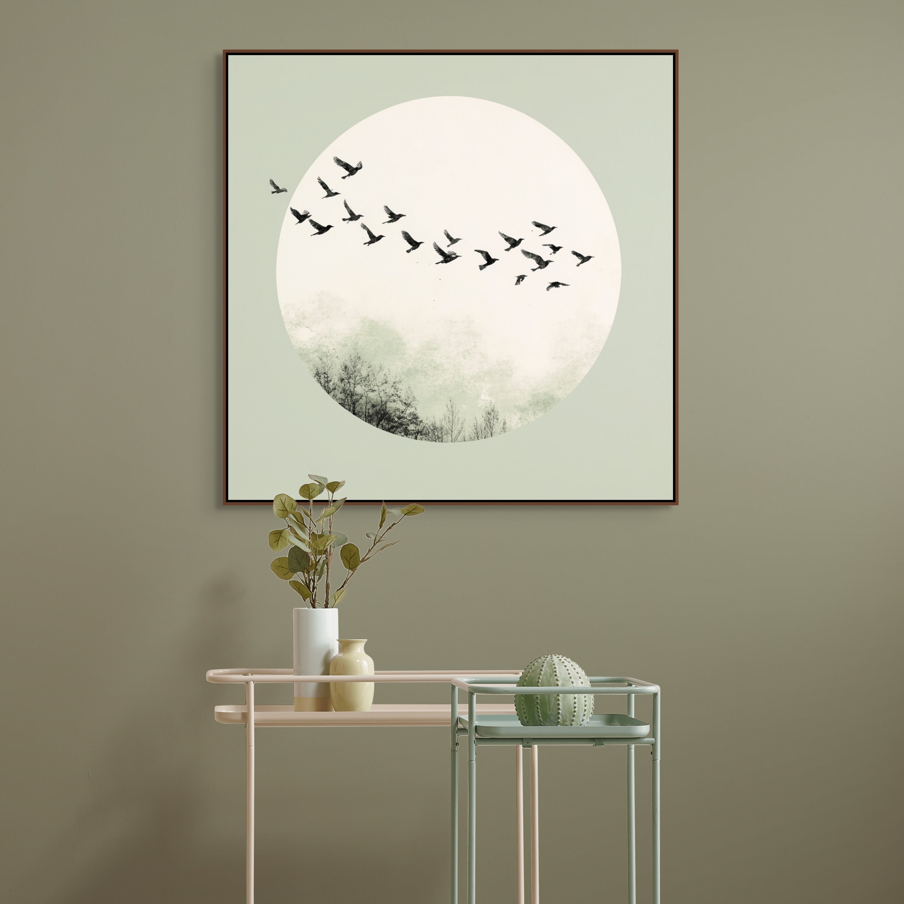D0128-flight-of-unity-hand-painted-wall-art-hallway-room-image-room-f-walnut