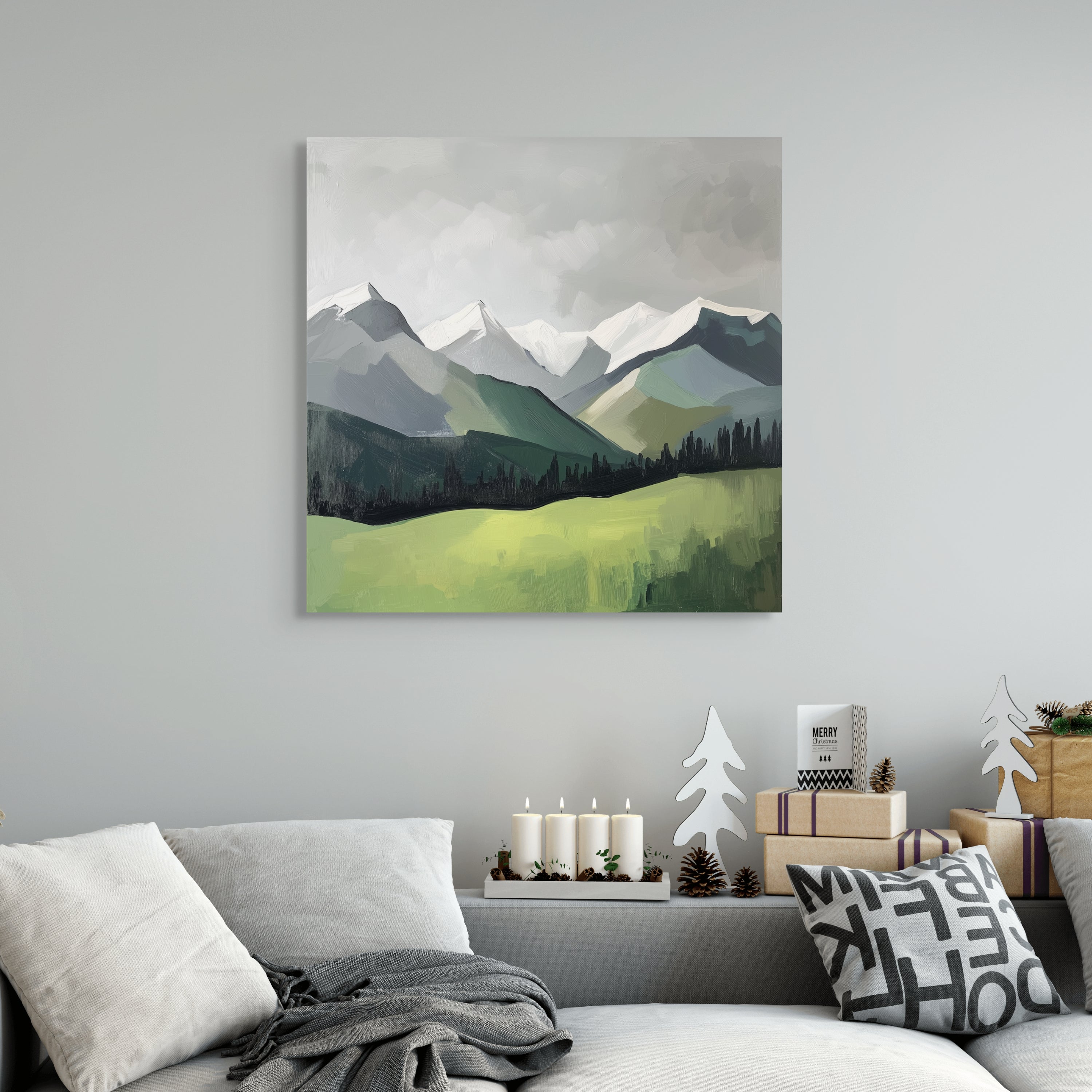 D0129-mountain-view-hand-painted-wall-art-living-room-image