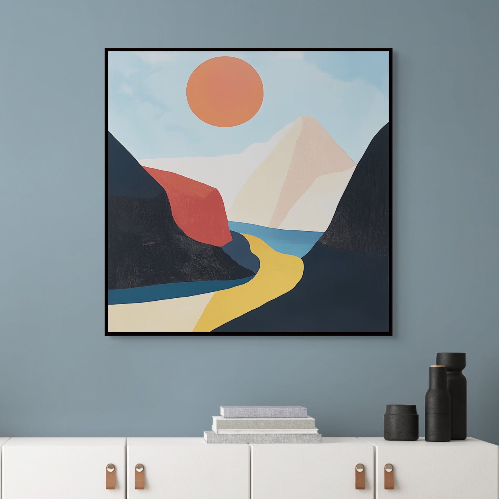D0130-winding-road-hand-painted-wall-art-hallway-room-image-room-f-black