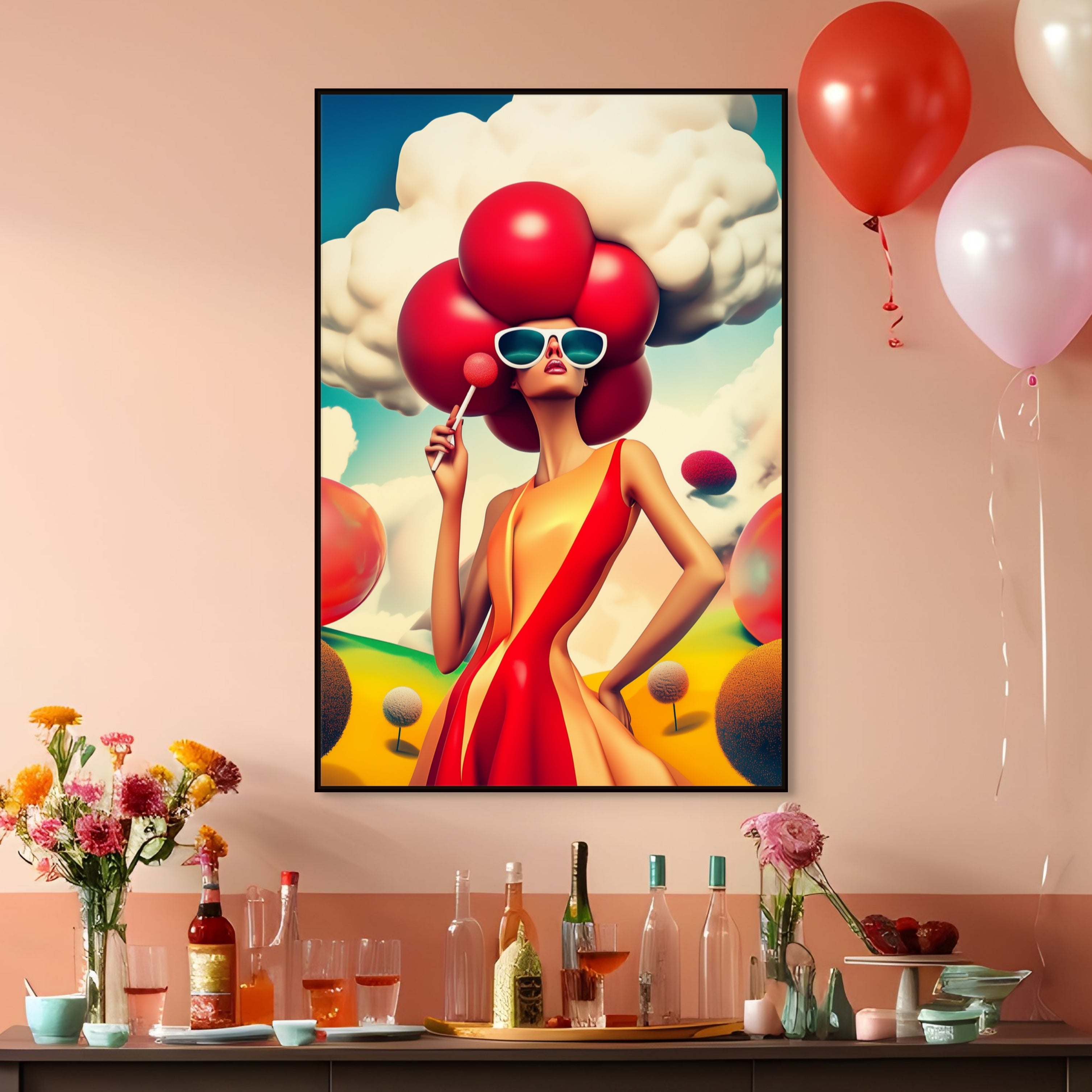 D0136-cherry-pop-hand-painted-wall-art-dining-room-image-room-f-black