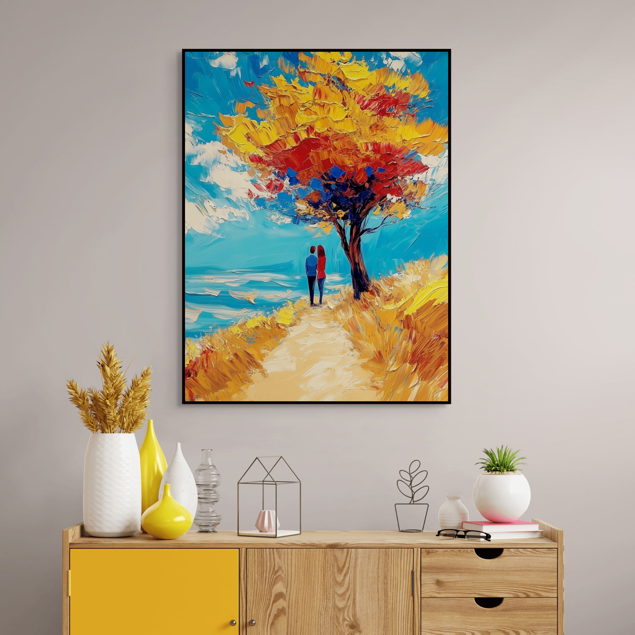 D0143-under-the-foliage-hand-painted-wall-art-hallway-room-image-room-f-black
