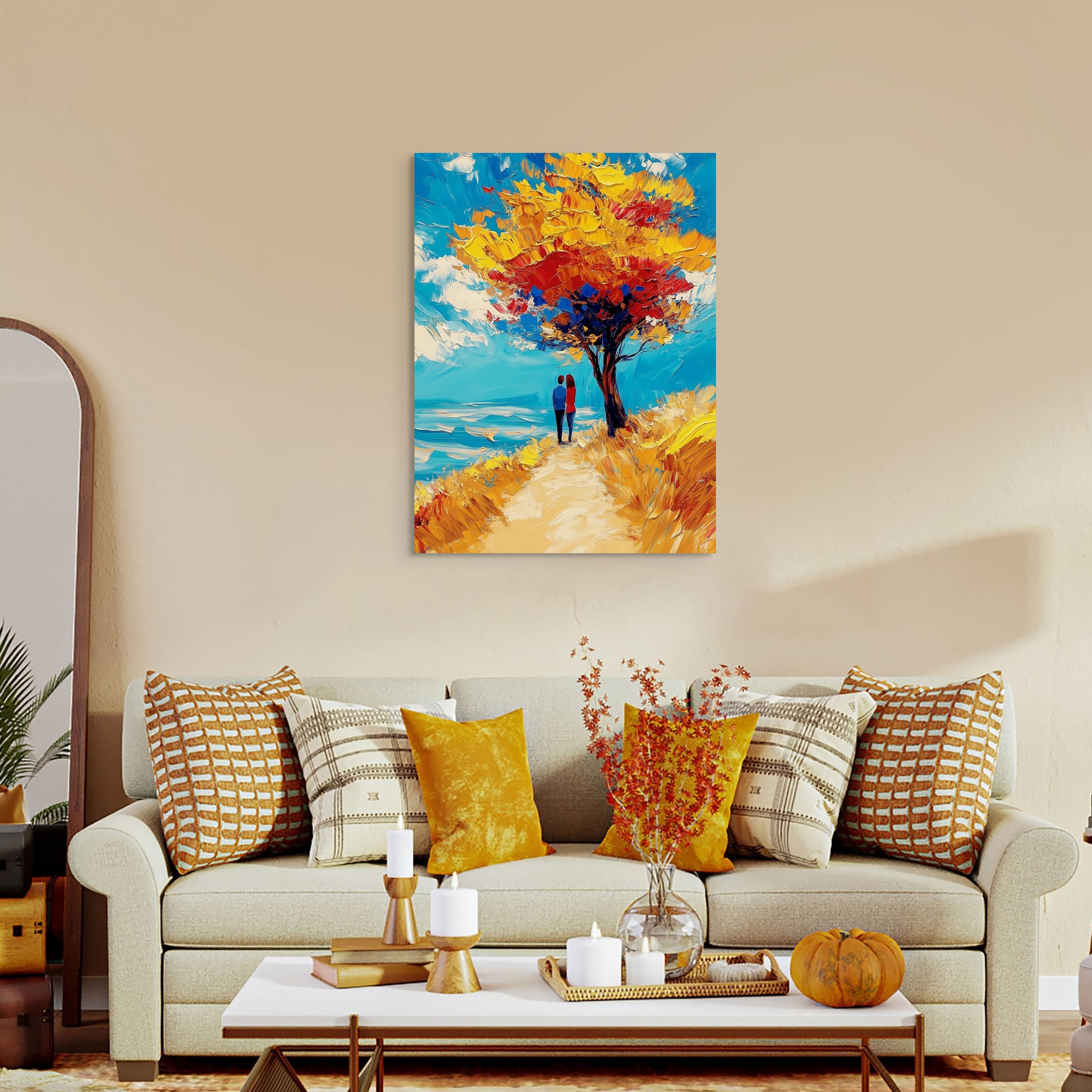 D0143-under-the-foliage-hand-painted-wall-art-living-room-image-room-f-wrapped