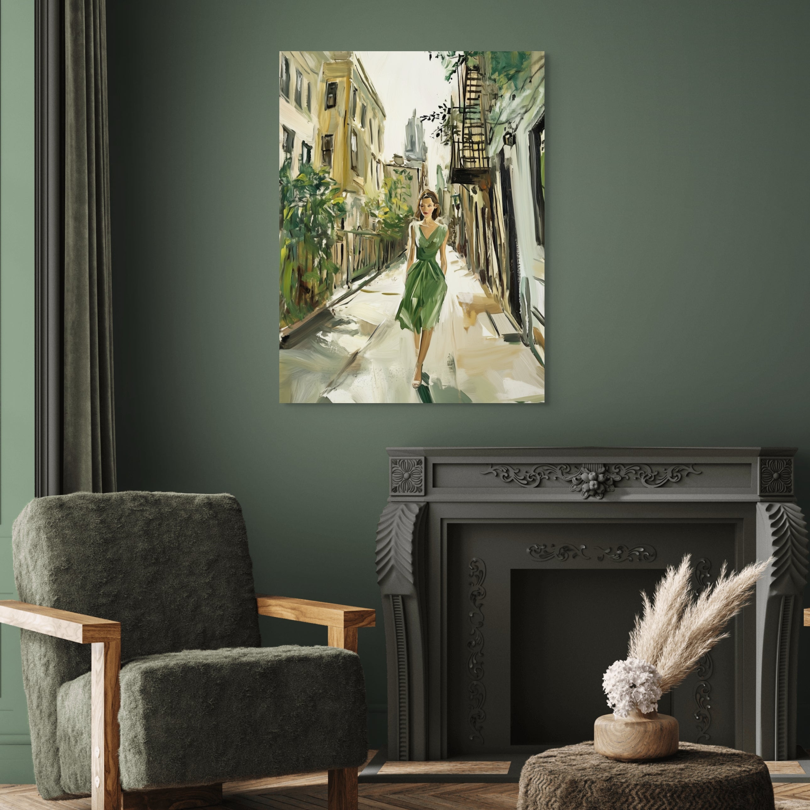 D0159-emerald-city-hand-painted-wall-art-living-room-image-room-f-wrapped