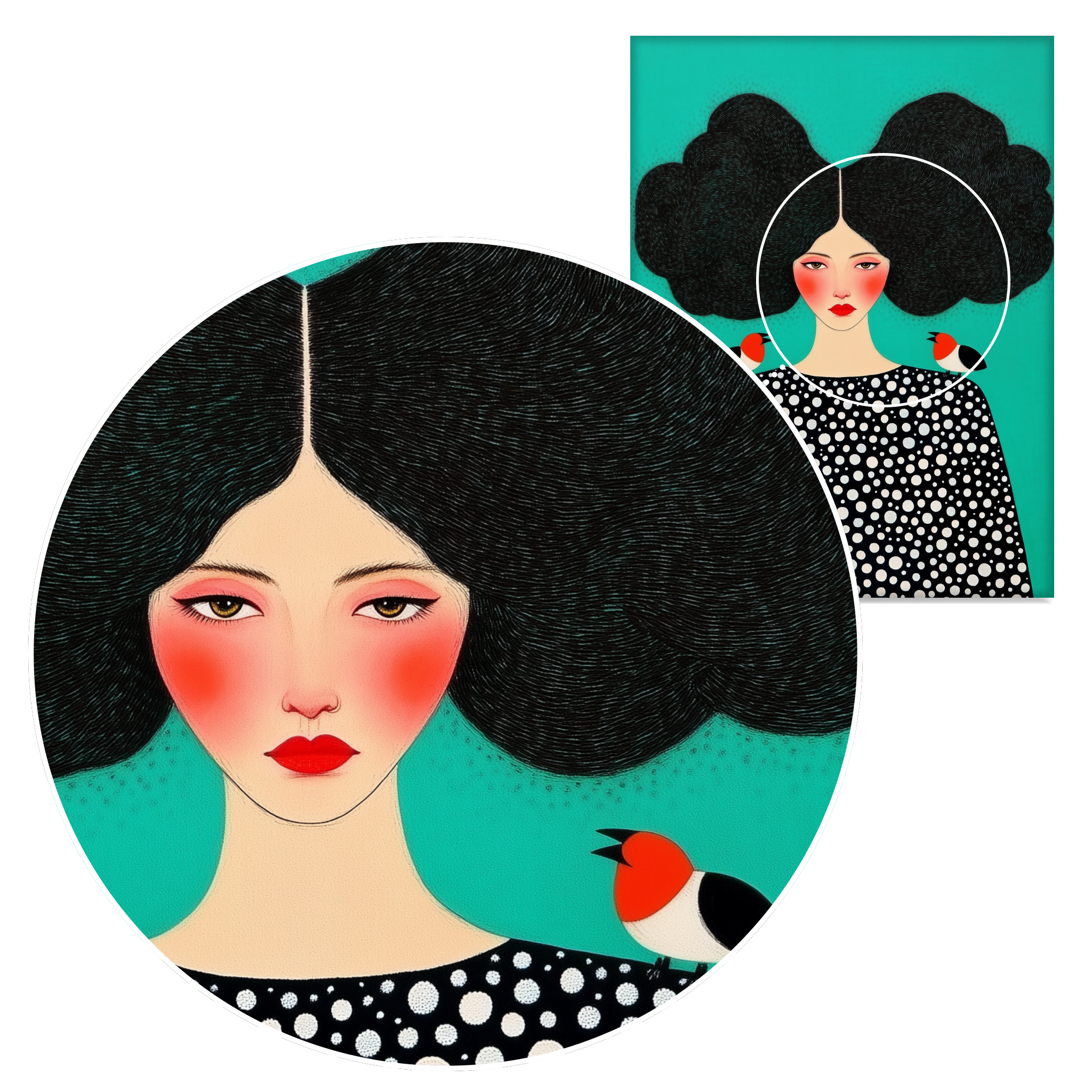 D0161-portrait-of-a-bird-lady-hand-painted-wall-art_2_3x4-vertical-zoom-image