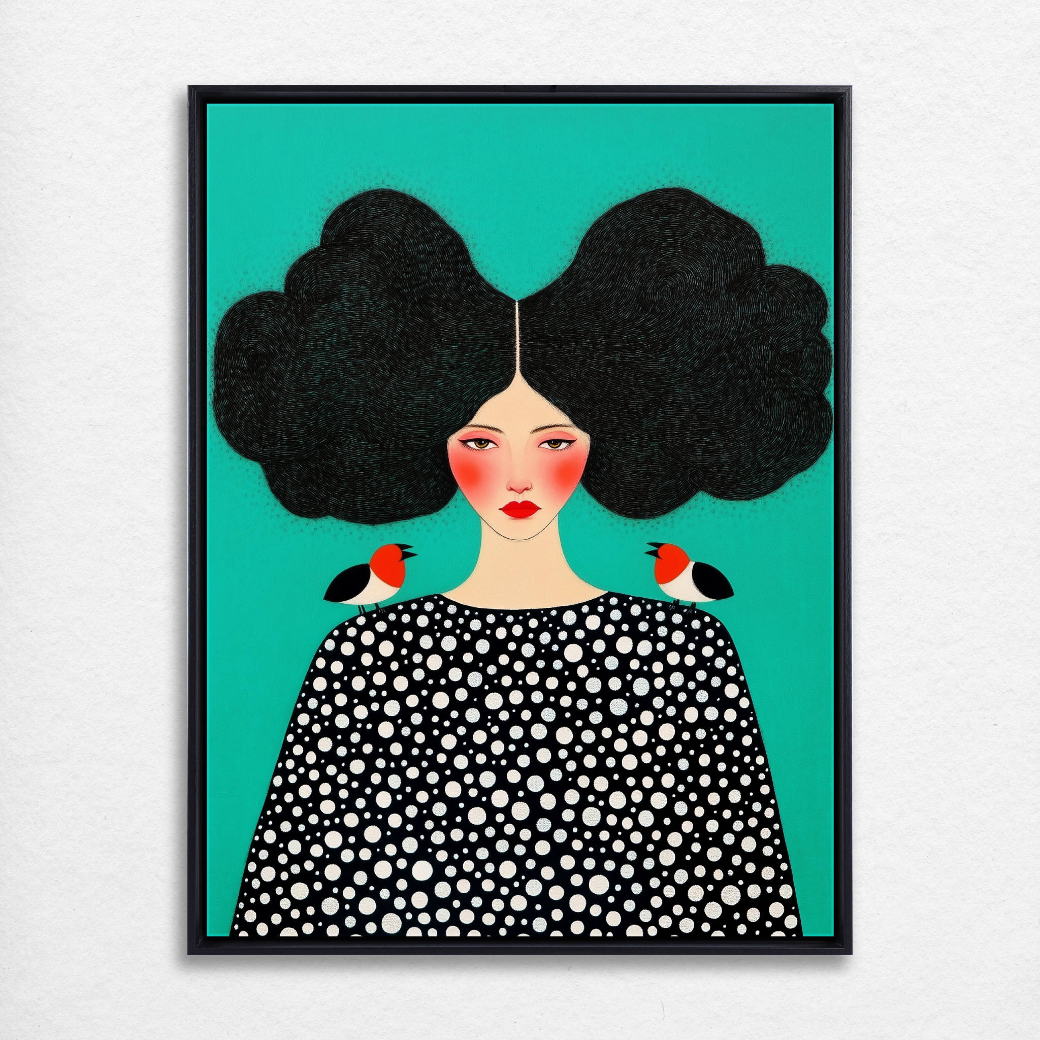 D0161-portrait-of-a-bird-lady-hand-painted-wall-art_55_3x4-vertical-frame-black.psd