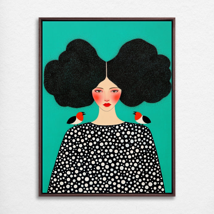 D0161-portrait-of-a-bird-lady-hand-painted-wall-art_55_3x4-vertical-frame-walnut.psd
