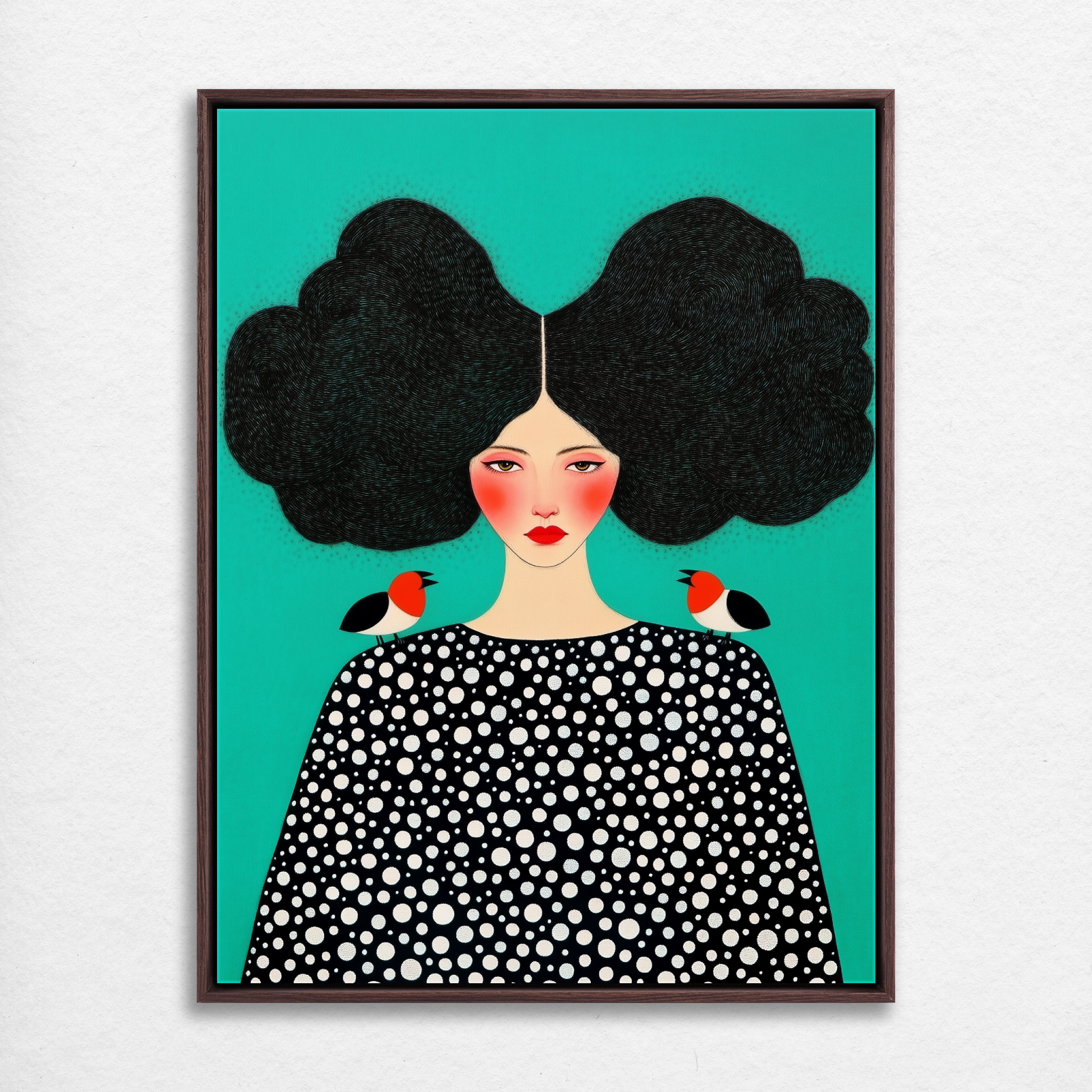 D0161-portrait-of-a-bird-lady-hand-painted-wall-art_55_3x4-vertical-frame-walnut.psd