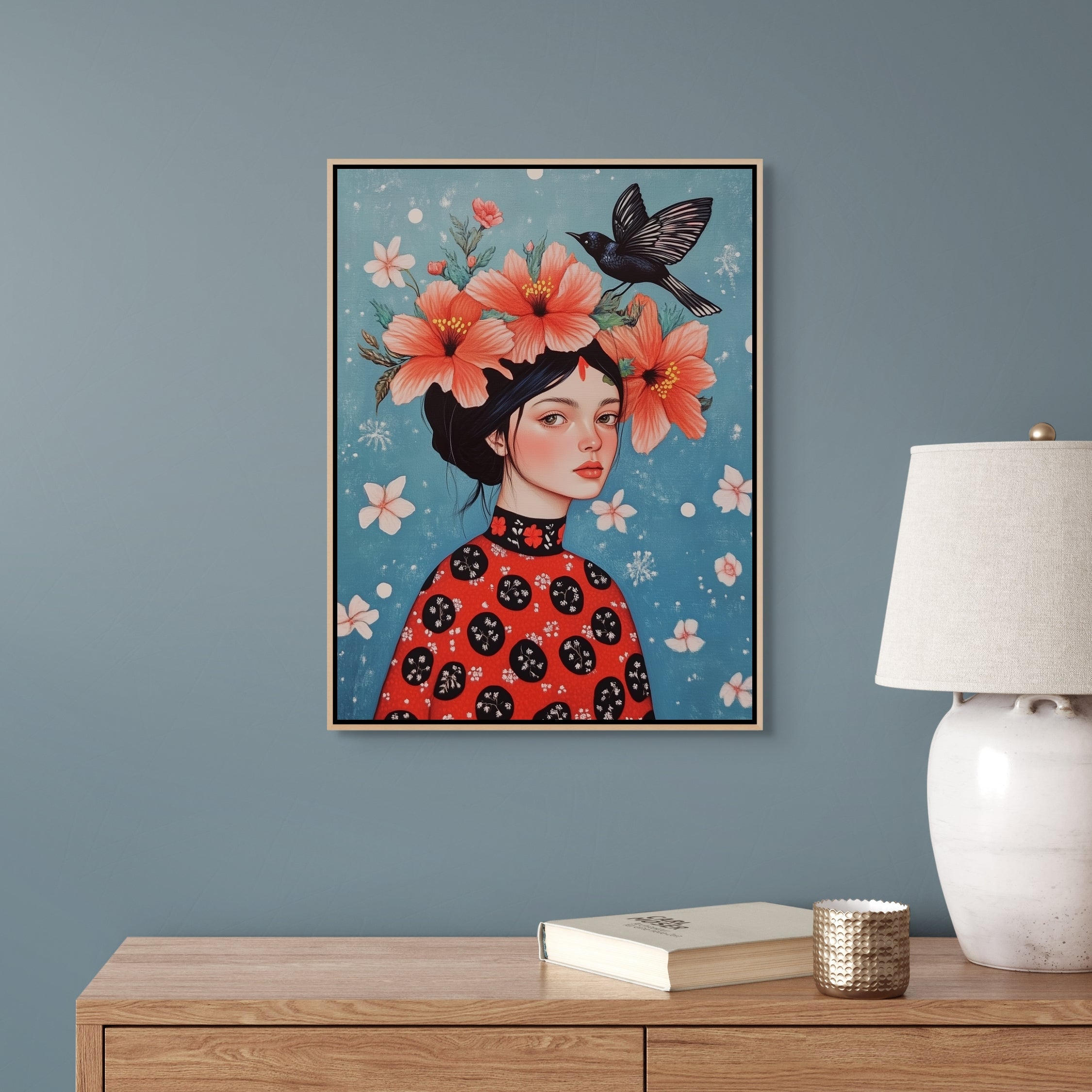 D0162-lady-ravenclaw-hand-painted-wall-art-hallway-room-image-room-f-natural