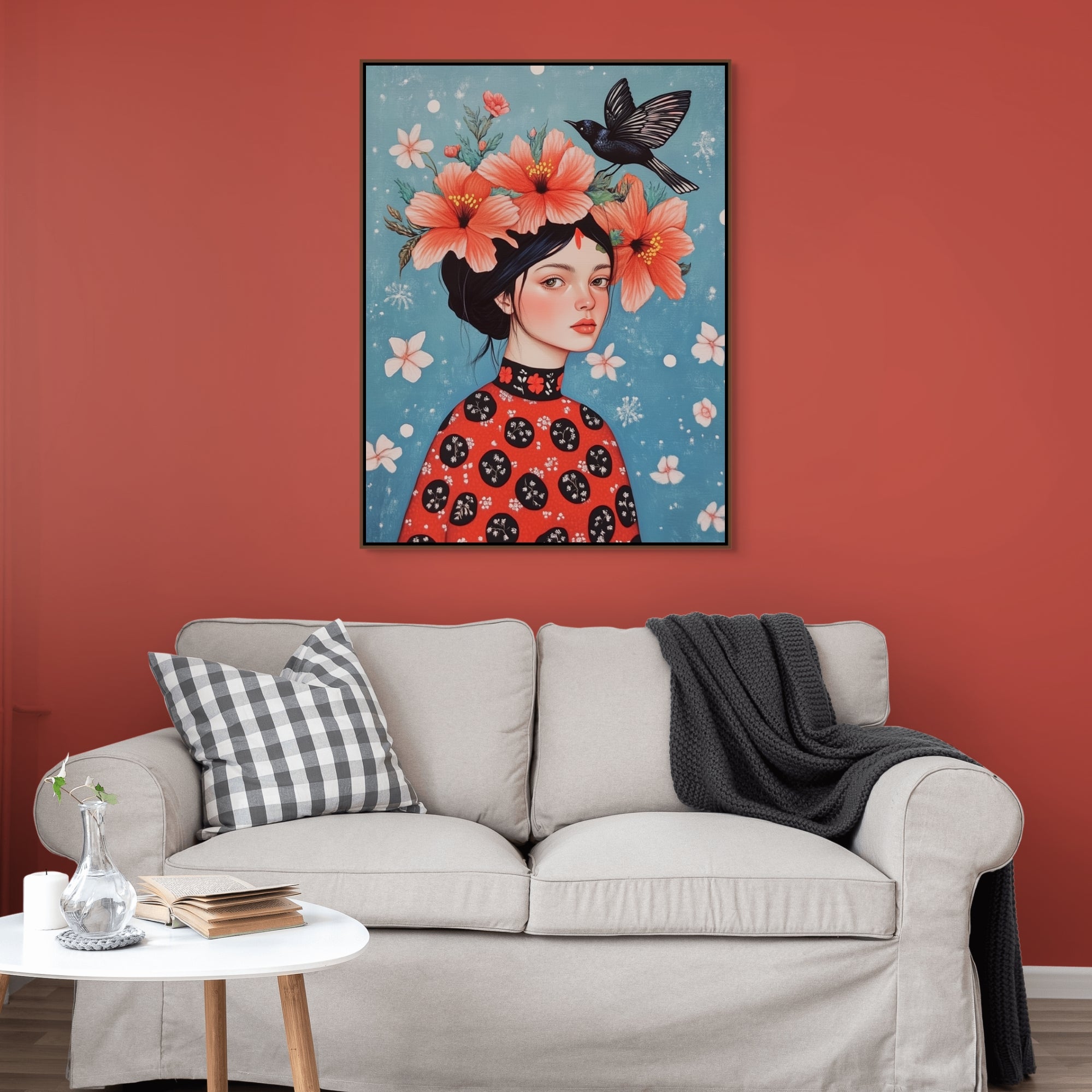 D0162-lady-ravenclaw-hand-painted-wall-art-living-room-image-room-f-walnut