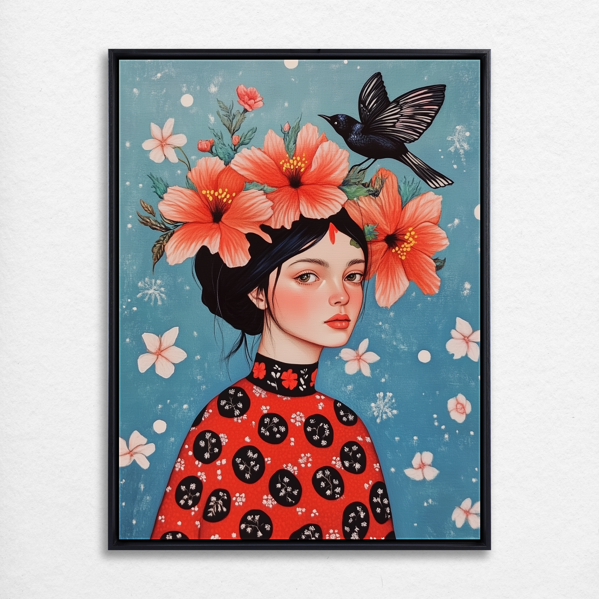 D0162-lady-ravenclaw-hand-painted-wall-art_3_3x4-vertical-frame-black