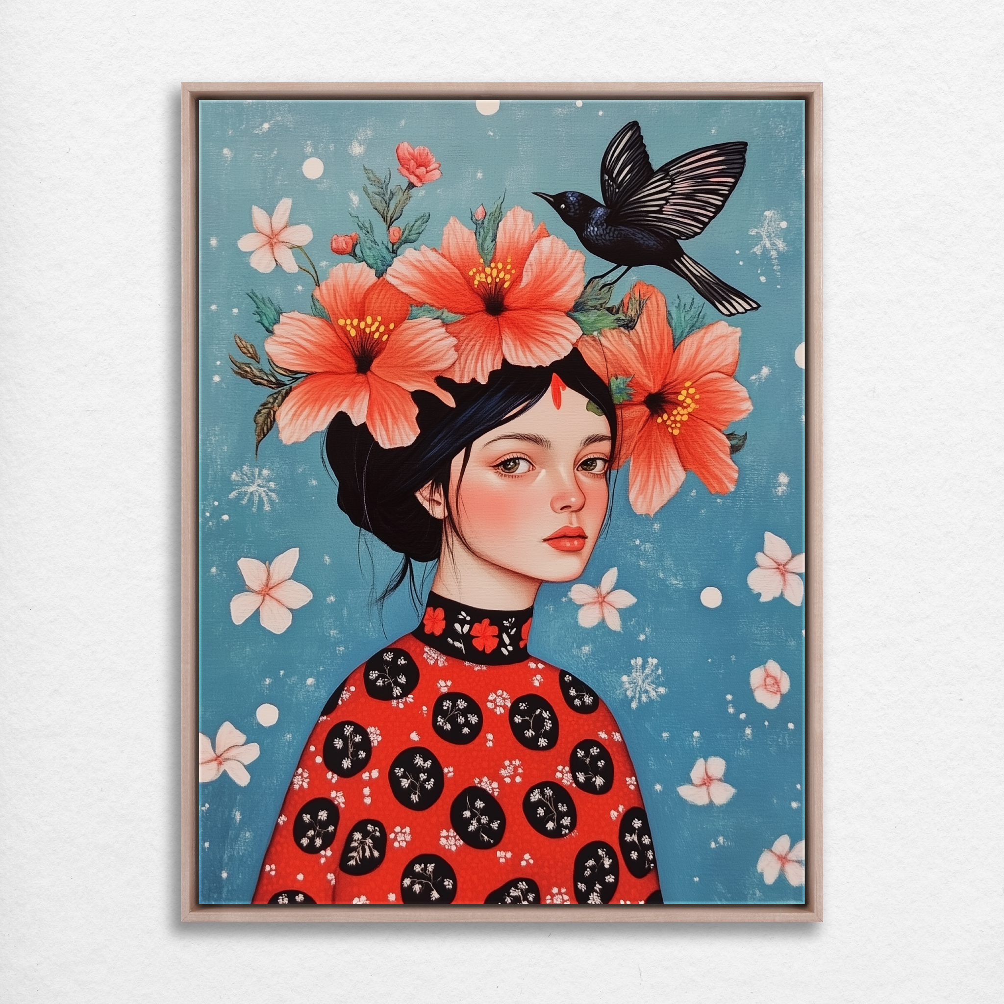 D0162-lady-ravenclaw-hand-painted-wall-art_3_3x4-vertical-frame-natural