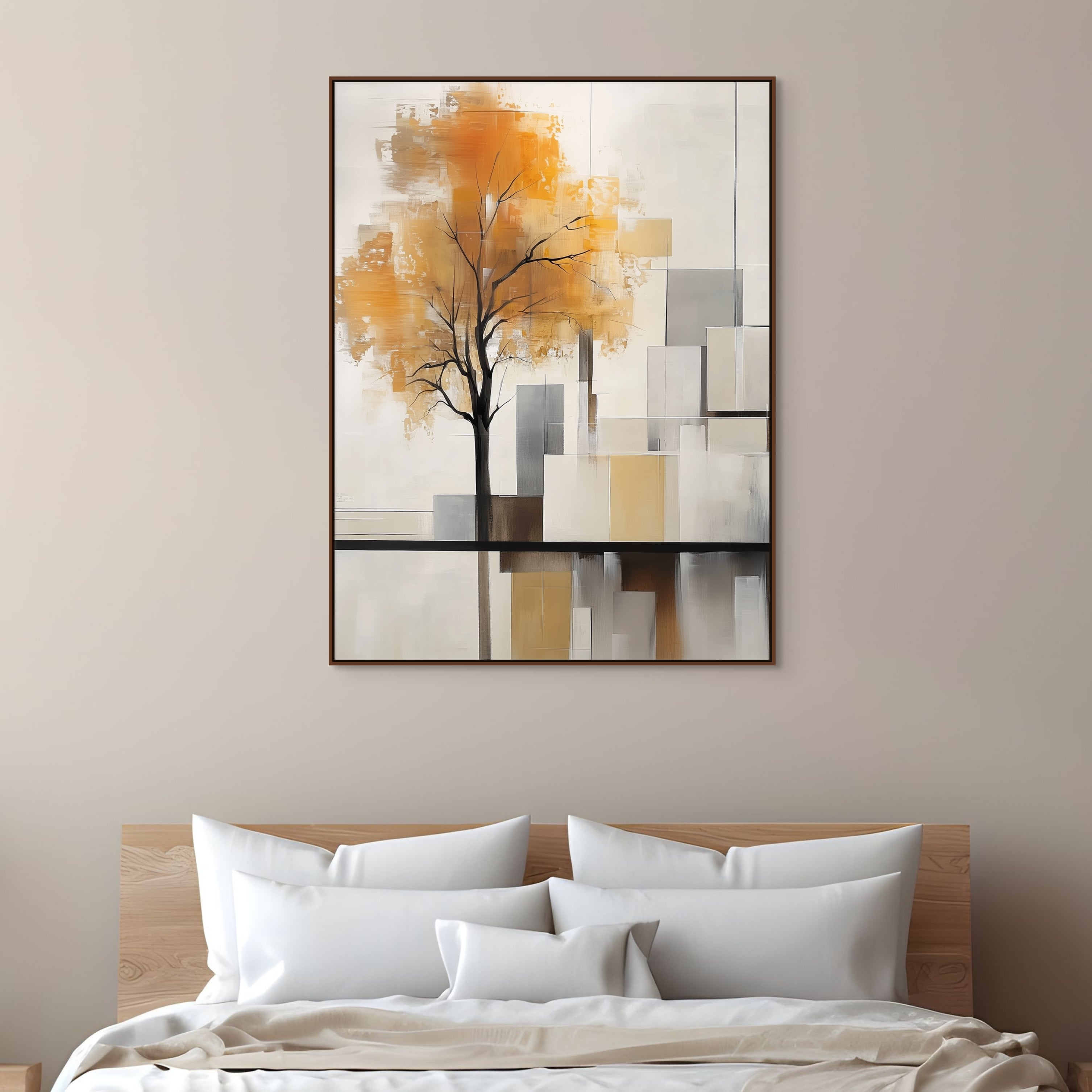 D0165-blocked-reflections-hand-painted-wall-art-bed-room-image-room-f-walnut