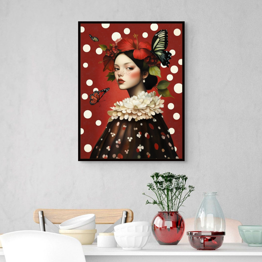D0168-butterfly-princess-hand-painted-wall-art-dining-room-image-room-f-black