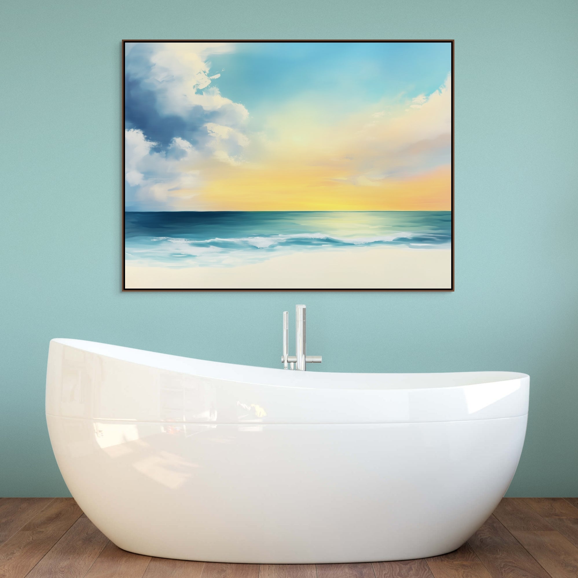 D0173-sunny-beaches-hand-painted-wall-art-bath-room-image-room-f-walnut