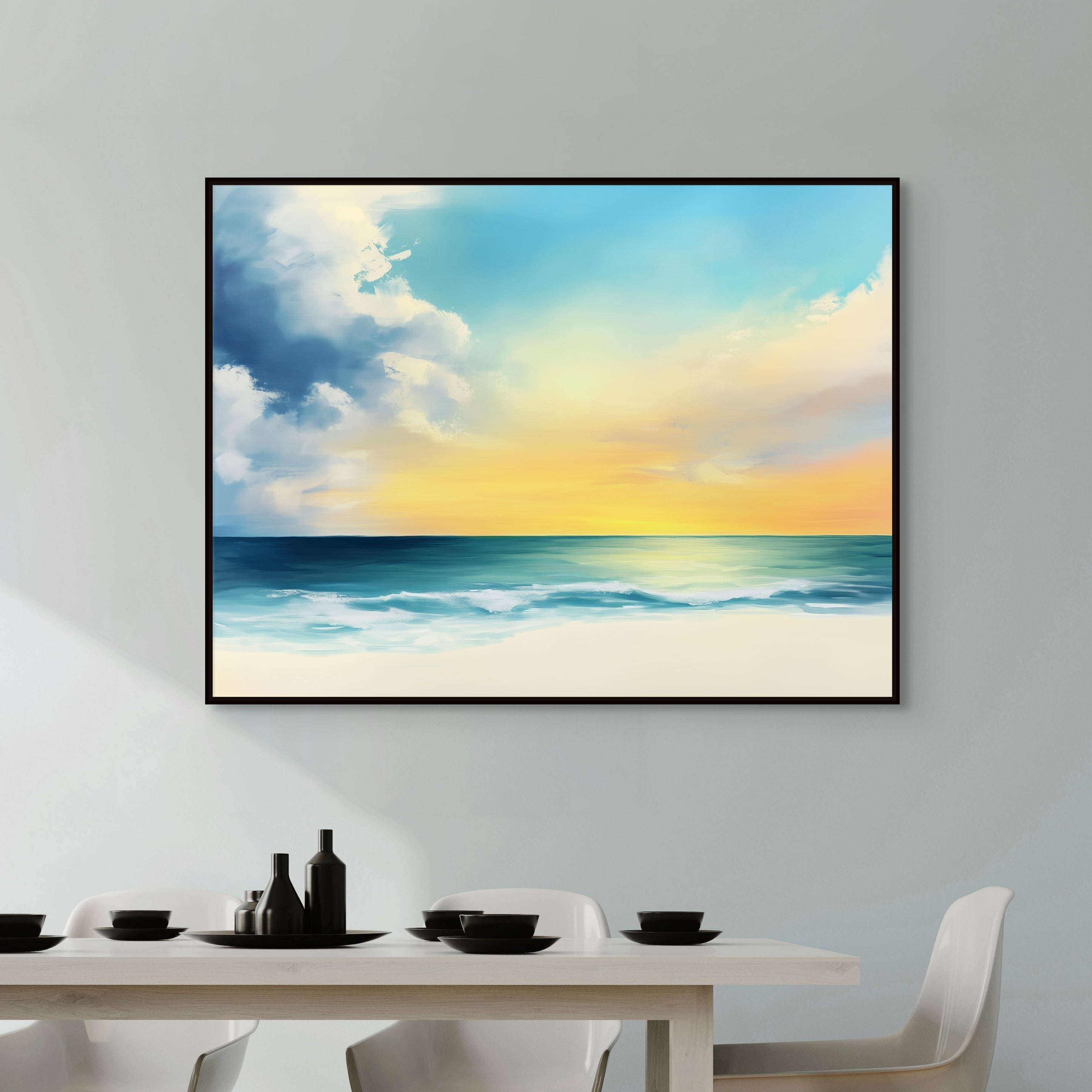 D0173-sunny-beaches-hand-painted-wall-art-dining-room-image-room-f-black