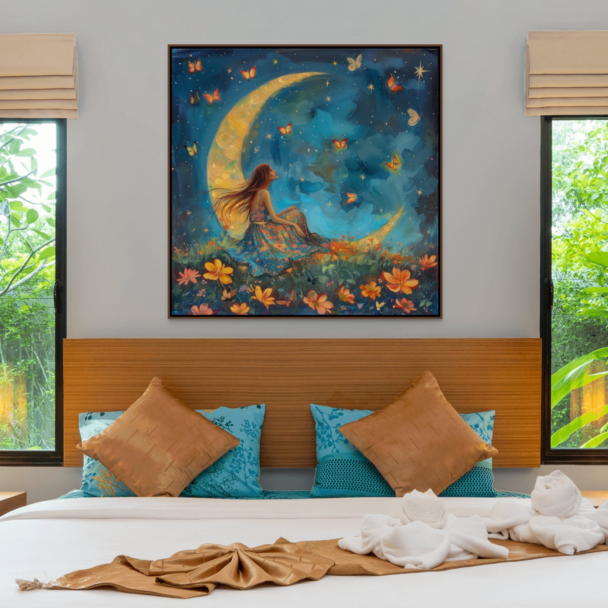 D0179-moonlit-butterfly-garden-hand-painted-wall-art-bed-room-image-room-f-walnut