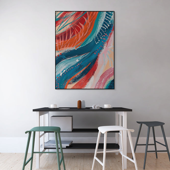 D0182-fabric-waves-hand-painted-wall-art-dining-room-image-room-f-black