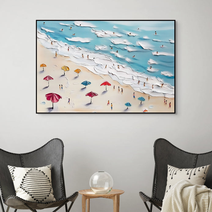 D0189-beach-day-hand-painted-wall-art-lounge-room-image-room-f-black