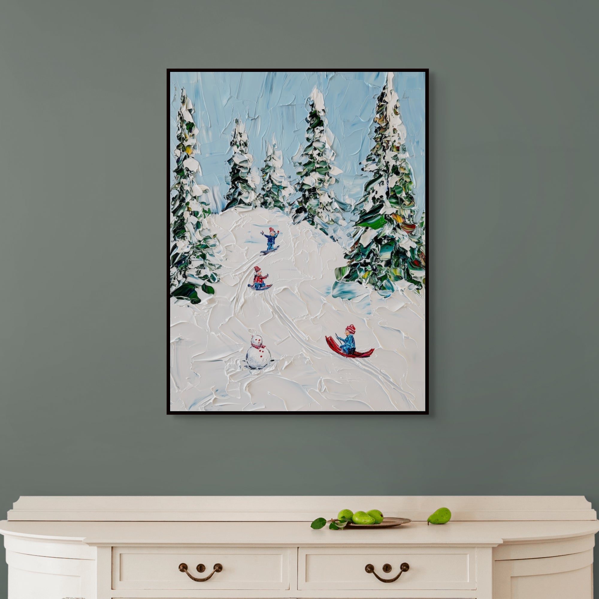 D0195-a-snowy-day-hand-painted-wall-art-hallway-room-image-room-f-black